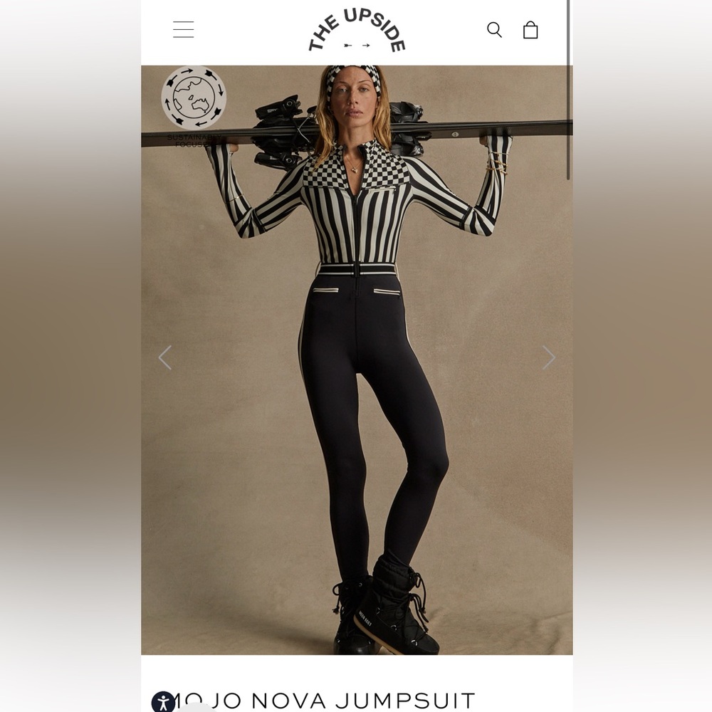 The Upside Black and White Striped  Ski Jumpsuit New Small